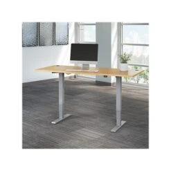Bush Business Furniture Move 40 Series 28''-48'' Adjustable Standing Desk, Natural Maple/Cool Gray Metallic (M4S7230ACSK)