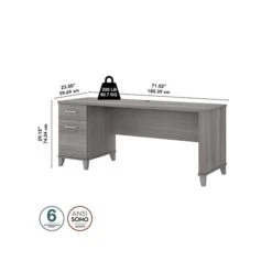Bush Furniture Somerset 72" Office Desk, Gray (WC81272) -Ergot Office Furniture Shop sp101211513 s7