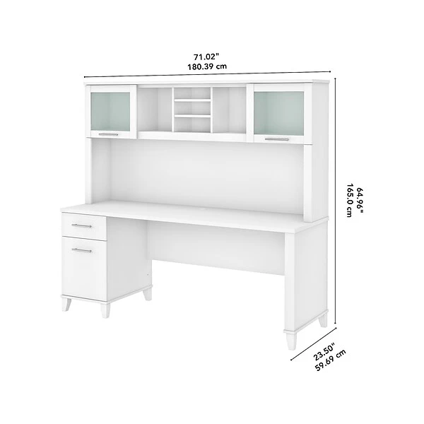 Bush Furniture Somerset 72" Computer Desk With Drawers And Hutch, White (SET018WH) 4 Bush Furniture Somerset 72" Computer Desk With Drawers And Hutch, White (SET018WH) - Image 4