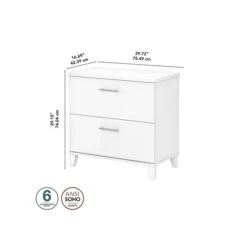 Bush Furniture Somerset 2-Drawer Lateral File Cabinet, Letter/Legal, White, 30" (WC81980) -Ergot Office Furniture Shop sp101211574 s7