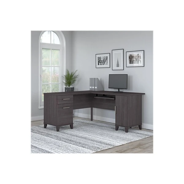 Bush Furniture Somerset 60"W L-Shaped Desk With Storage, Storm Gray (WC81530K) 4 Bush Furniture Somerset 60"W L-Shaped Desk With Storage, Storm Gray (WC81530K) - Image 4