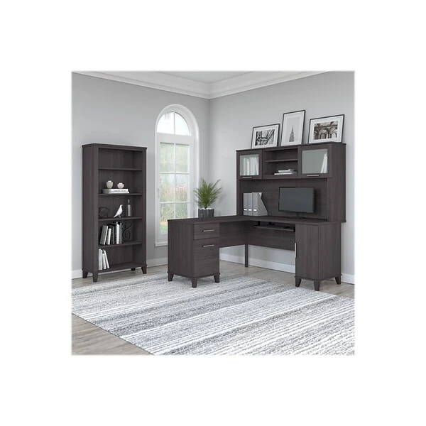 Bush Furniture Somerset 60"W L-Shaped Desk With Storage, Storm Gray (WC81530K) 5 Bush Furniture Somerset 60"W L-Shaped Desk With Storage, Storm Gray (WC81530K) - Image 5