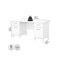 Bush Furniture Somerset 60"W Office Desk With Drawers, White (WC81928K) -Ergot Office Furniture Shop sp101211918 s7