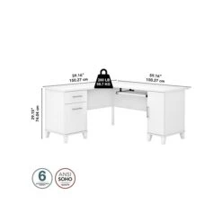 Bush Furniture Somerset 60"W L-Shaped Desk With Storage, White (WC81930K) 10 Bush Furniture Somerset 60"W L-Shaped Desk With Storage, White (WC81930K) -Ergot Office Furniture Shop sp101211929 s7