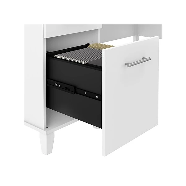 Bush Furniture Somerset 60"W L-Shaped Desk With Storage, White (WC81930K) 5 Bush Furniture Somerset 60"W L-Shaped Desk With Storage, White (WC81930K) - Image 5