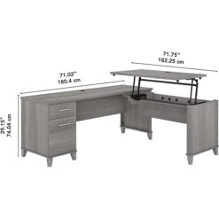 Bush Furniture Somerset 35"-41" Adjustable Desk, Platinum Gray (SET014PG) -Ergot Office Furniture Shop sp101294844 s7