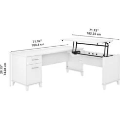 Bush Furniture Somerset 35"-41" Adjustable Desk, White (SET014WH) -Ergot Office Furniture Shop sp101294866 s7