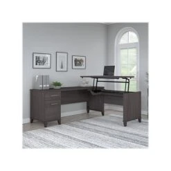 Bush Furniture Somerset 72W 3 Position Sit To Stand L Shaped Desk, Storm Gray (SET014SG)