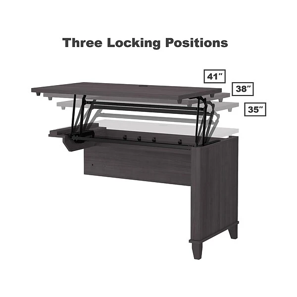 Bush Furniture Somerset 72W 3 Position Sit To Stand L Shaped Desk, Storm Gray (SET014SG) 2 Bush Furniture Somerset 72W 3 Position Sit To Stand L Shaped Desk, Storm Gray (SET014SG) - Image 2