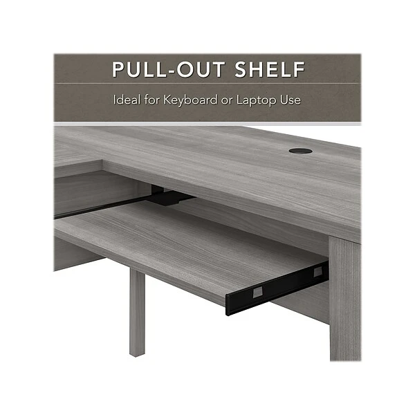 Bush Furniture Somerset 60"W L-Shaped Desk With Storage, Platinum Gray (WC81230K) 2 Bush Furniture Somerset 60"W L-Shaped Desk With Storage, Platinum Gray (WC81230K) - Image 2