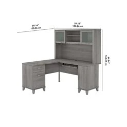 Bush Furniture Somerset 60"W L-Shaped Desk With Hutch, Platinum Gray (SET002PG) -Ergot Office Furniture Shop sp101401528 s7