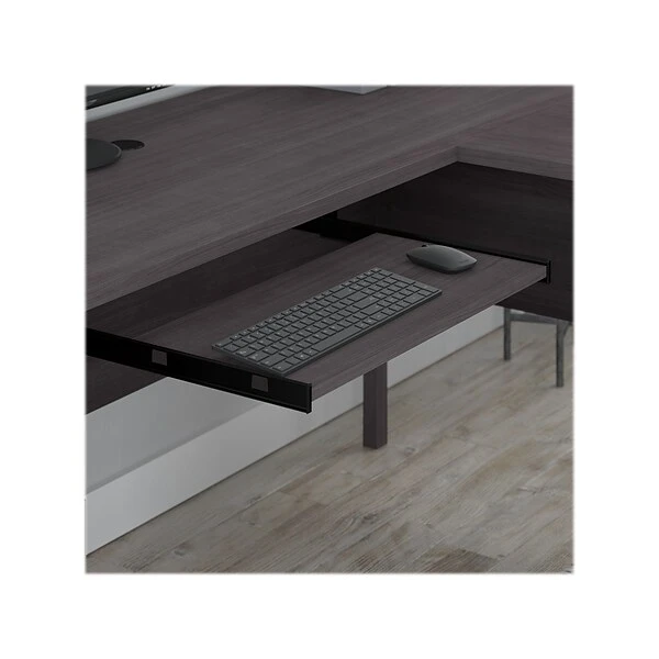 Bush Furniture Somerset 60"W L-Shaped Desk With Hutch, Storm Gray (SET002SG) 3 Bush Furniture Somerset 60"W L-Shaped Desk With Hutch, Storm Gray (SET002SG) - Image 3
