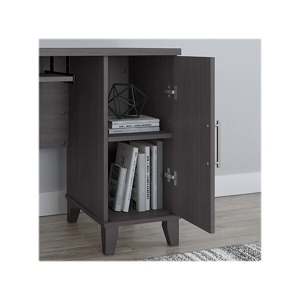 Bush Furniture Somerset 60"W L-Shaped Desk With Hutch, Storm Gray (SET002SG) 5 Bush Furniture Somerset 60"W L-Shaped Desk With Hutch, Storm Gray (SET002SG) - Image 5
