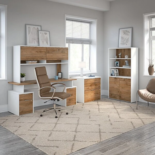 Bush Business Furniture Jamestown 2-Drawer Vertical File Cabinet, Letter/Legal, Fresh Walnut/White, 23.66" (JTF116FWWHSU) 8 Bush Business Furniture Jamestown 2-Drawer Vertical File Cabinet, Letter/Legal, Fresh Walnut/White, 23.66" (JTF116FWWHSU) - Image 8