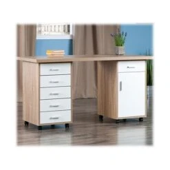 Winsome Kenner 57" Workstation Desk, Reclaimed Wood/White (18350) -Ergot Office Furniture Shop sp102662781 s7