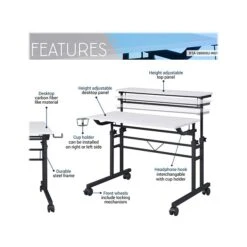 Techni Mobili 36" Mobile Desk, White/Black (RTA-3800SU-WHT) -Ergot Office Furniture Shop sp104815442 s7