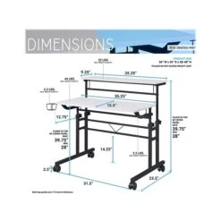 Techni Mobili 36" Mobile Desk, White/Black (RTA-3800SU-WHT) -Ergot Office Furniture Shop sp104815443 s7