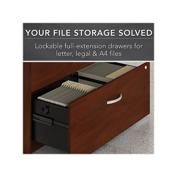Bush Business Furniture Studio C 2 Drawer Lateral File Cabinet, Hansen Cherry (SCF136HCSU) 2 Bush Business Furniture Studio C 2 Drawer Lateral File Cabinet, Hansen Cherry (SCF136HCSU) - Image 2