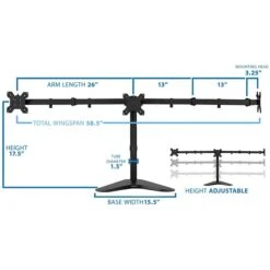 Mount-It! Adjustable Triple Monitor Stand, Up To 32", Black (MI-2789XL) -Ergot Office Furniture Shop sp106058278 s7