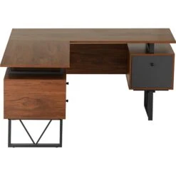 Techni Mobili 59" L-Shaped Desk With Drawers And File Cabinet, Walnut/Black (RTA-4809DL-WAL) -Ergot Office Furniture Shop sp106554242 s7