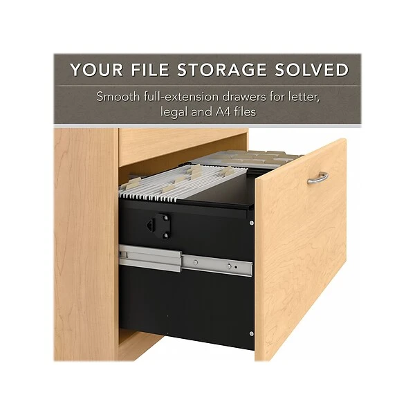 Bush Furniture Cabot 2-Drawer Lateral File Cabinet, Letter/Legal, Natural Maple, 31" (WC31680) 2 Bush Furniture Cabot 2-Drawer Lateral File Cabinet, Letter/Legal, Natural Maple, 31" (WC31680) - Image 2