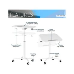 Techni Mobili Mixed Materials Mobile Presentation Cart With Lockable Wheels, White (RTA-B008-WHT) -Ergot Office Furniture Shop sp107085591 s7
