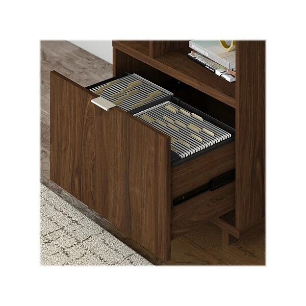 Kathy Ireland® Home By Bush Furniture Madison Avenue 60" L-Shaped Desk With Lateral File Cabinet, Modern Walnut (MDS005MW) 5 Kathy Ireland® Home By Bush Furniture Madison Avenue 60" L-Shaped Desk With Lateral File Cabinet, Modern Walnut (MDS005MW) - Image 5