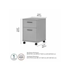 Bush Furniture Key West 2-Drawer Mobile File Cabinet, Letter/Legal, Cape Cod Gray, 15.51" (KWF116CG-03) -Ergot Office Furniture Shop sp109851112 s7