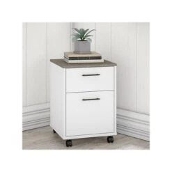 Bush Furniture Key West 2-Drawer Mobile File Cabinet, Letter/Legal, Shiplap Gray/Pure White, 15.51" (KWF116G2W-03)