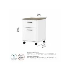 Bush Furniture Key West 2-Drawer Mobile File Cabinet, Letter/Legal, Shiplap Gray/Pure White, 15.51" (KWF116G2W-03) -Ergot Office Furniture Shop sp109851120 s7