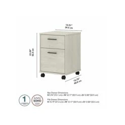 Bush Furniture Key West 2-Drawer Mobile File Cabinet, Letter/Legal, Linen White Oak, 15.75" (KWF116LW-03) -Ergot Office Furniture Shop sp109940260 s7