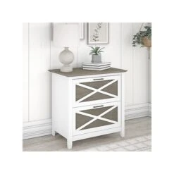 Bush Furniture Key West 2-Drawer Lateral File Cabinet, Letter/Legal, Shiplap Gray/Pure White, 30" (KWF130G2W-03)