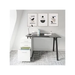 Techni Mobili 59" Glass Computer Desk, Black/White (RTA-3377D-WHT) -Ergot Office Furniture Shop sp111768397 s7