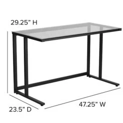 Flash Furniture 47" Glass Glass Computer Desks Clear/Black (NANWK055) 12 Flash Furniture 47" Glass Glass Computer Desks Clear/Black (NANWK055) -Ergot Office Furniture Shop sp112225011 s7
