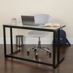 Flash Furniture 47" Glass Glass Computer Desks Clear/Black (NANWK055) 13 Flash Furniture 47" Glass Glass Computer Desks Clear/Black (NANWK055) -Ergot Office Furniture Shop sp112225012 s7