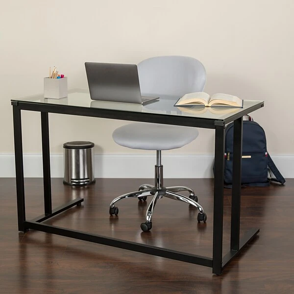 Flash Furniture 47" Glass Glass Computer Desks Clear/Black (NANWK055) 6 Flash Furniture 47" Glass Glass Computer Desks Clear/Black (NANWK055) - Image 6