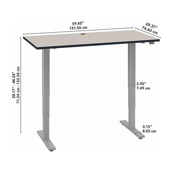 Bush Business Furniture Move 40 Series 28"-48" Adjustable Standing Desk, White Spectrum/Cool Gray Metallic (M4S6030WPSK) 4 Bush Business Furniture Move 40 Series 28"-48" Adjustable Standing Desk, White Spectrum/Cool Gray Metallic (M4S6030WPSK) - Image 4