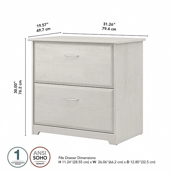 Bush Furniture Cabot 31"W 2-Drawer Lateral File Cabinet, Letter/Legal, Linen White Oak (WC31180) 4 Bush Furniture Cabot 31"W 2-Drawer Lateral File Cabinet, Letter/Legal, Linen White Oak (WC31180) - Image 4