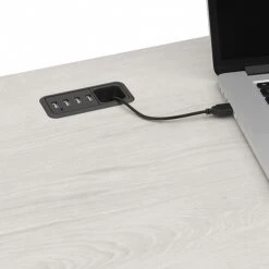 Bush Furniture Cabot 59" L-Shaped Computer Desk With Hutch, Linen White Oak (CAB001LW) -Ergot Office Furniture Shop sp115661381 s7