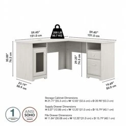 Bush Furniture Cabot 60"W L-Shaped Desk, Linen White Oak (WC31130K) -Ergot Office Furniture Shop sp115662153 s7