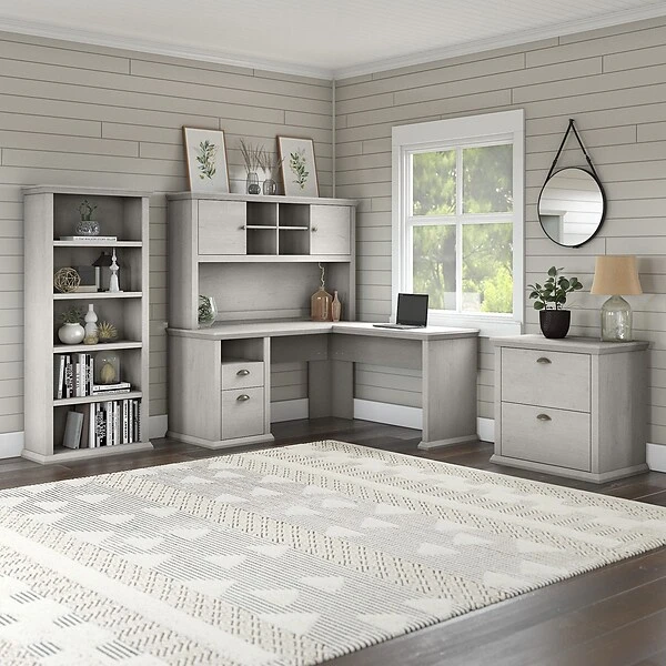 Bush Furniture Yorktown 60 "W Desktop Hutch, Linen White Oak (WC40431-03) 8 Bush Furniture Yorktown 60 "W Desktop Hutch, Linen White Oak (WC40431-03) - Image 8