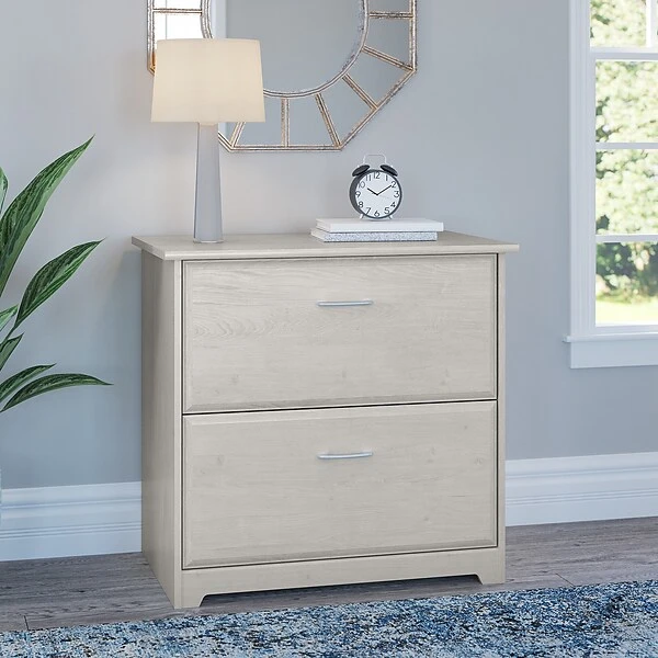 Bush Furniture Cabot 31"W 2-Drawer Lateral File Cabinet, Letter/Legal, Linen White Oak (WC31180) 1 Bush Furniture Cabot 31"W 2-Drawer Lateral File Cabinet, Letter/Legal, Linen White Oak (WC31180)