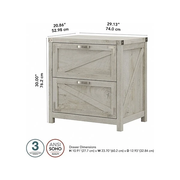 Kathy Ireland® Home By Bush Furniture 2-Drawer Lateral File Cabinet, Letter/Legal, Cottage White, 29" (CGF129CWH-03) 4 Kathy Ireland® Home By Bush Furniture 2-Drawer Lateral File Cabinet, Letter/Legal, Cottage White, 29" (CGF129CWH-03) - Image 4