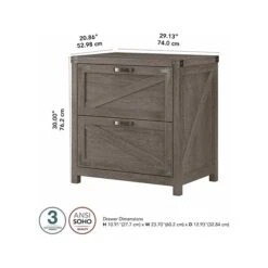 Kathy Ireland® Home By Bush Furniture 2-Drawer Lateral File Cabinet, Letter/Legal, Restored Gray, 29" (CGF129RTG-03) 10 Kathy Ireland® Home By Bush Furniture 2-Drawer Lateral File Cabinet, Letter/Legal, Restored Gray, 29" (CGF129RTG-03) -Ergot Office Furniture Shop sp116167237 s7