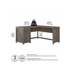 Kathy Ireland® Home By Bush Furniture Cottage Grove 60" L-Shaped Desk With Drawer, Restored Gray (CGD160RTG-03) -Ergot Office Furniture Shop sp116167253 s7
