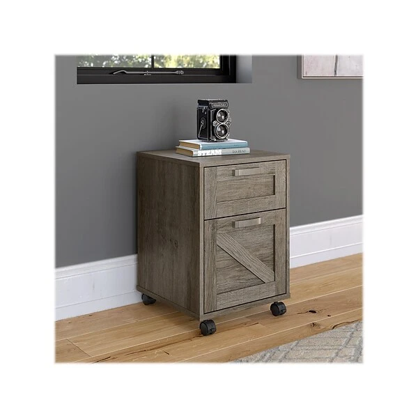 Kathy Ireland® Home By Bush Furniture 2-Drawer Vertical File Cabinet, Mobile, Letter/Legal, Restored Gray, 17" 1 Kathy Ireland® Home By Bush Furniture 2-Drawer Vertical File Cabinet, Mobile, Letter/Legal, Restored Gray, 17"