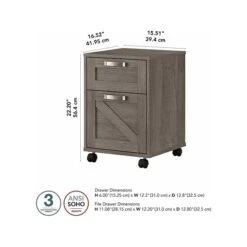 Kathy Ireland® Home By Bush Furniture 2-Drawer Vertical File Cabinet, Mobile, Letter/Legal, Restored Gray, 17" 10 Kathy Ireland® Home By Bush Furniture 2-Drawer Vertical File Cabinet, Mobile, Letter/Legal, Restored Gray, 17" -Ergot Office Furniture Shop sp116167320 s7