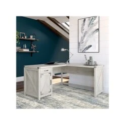 Kathy Ireland® Home By Bush Furniture Cottage Grove 60" L-Shaped Desk, Cottage White (CGD160CWH-03)