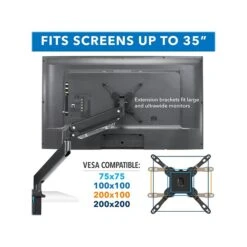 Mount-It! Adjustable Dual-Monitor Mount, Up To 35", Black (MI-4772) -Ergot Office Furniture Shop sp116853585 s7