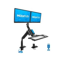 Mount-It! Adjustable Dual-Monitor Mount, Up To 27", Black (MI-7984)
